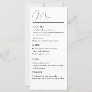 Menu Mariage classique