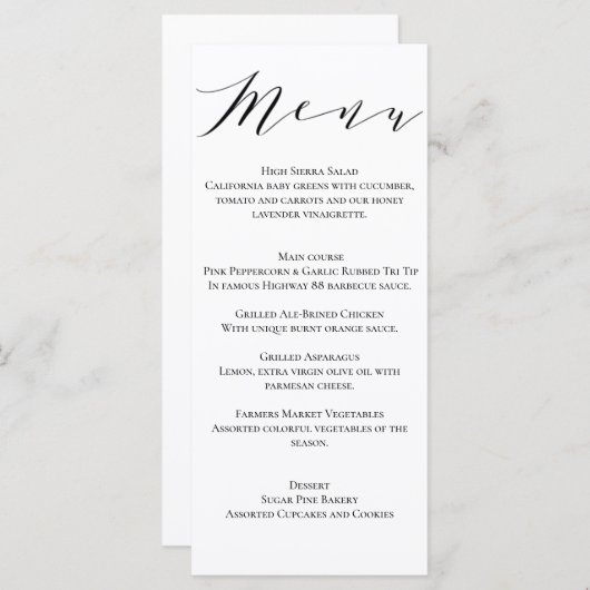 Menu Mariage classique (Devant / Derrière)