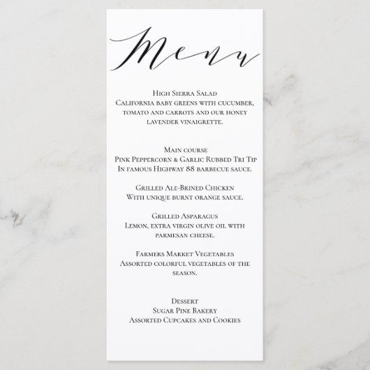 Menu Mariage classique (Devant)