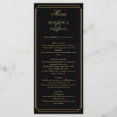 Menu Mariage Classique Art Déco Noir Et Or (Devant)