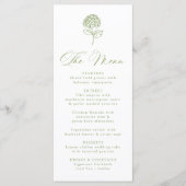 Menu Mariage classique aux Hydrangeas vert olive (Devant)