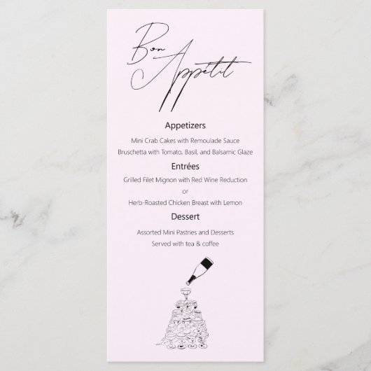 Menu Mariage classique avec dessin d'esquisse (Devant)