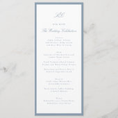 Menu Mariage Classique Bleu Poussiéreux (Devant)