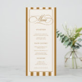 Menu Mariage Classique Brun et Rayures d'Ivoire (Debout devant)