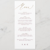 Menu Mariage classique de calligraphie rouge foncé prun (Devant)