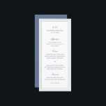 Menu Mariage classique Dusty Blue élégant<br><div class="desc">Menu mariage bleu poussiéreux de style classique avec un design simple et minimal avec votre monogramme, noms et date mariage en haut ainsi que votre menu entouré d'une double bordure. Les fontes alternent entre un script élégant, une fonte serif traditionnelle et minimaliste sans serif. Ce menu conviendra parfaitement à un...</div>