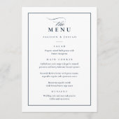 Menu Mariage Classique Élégant Bleu Nuit et Blanc (Devant)