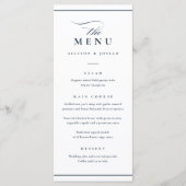 Menu Mariage Classique Élégant Bleu Nuit et Blanc (Devant)