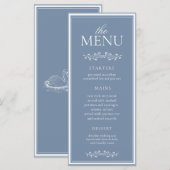 Menu Mariage Classique Élégant Bleu Poussiéreux (Devant / Derrière)