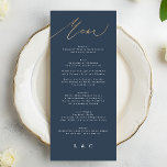 Menu Mariage classique élégant en or bleu marine<br><div class="desc">*Pas de vrai papier d'aluminium *Partie d'une collection</div>