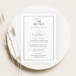 Menu Mariage Classique Élégant Noir et Blanc