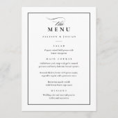 Menu Mariage Classique Élégant Noir et Blanc (Devant)