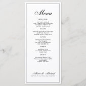 Menu Mariage classique élégant noir et blanc (Devant)