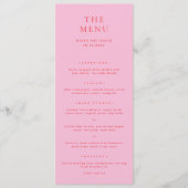 Menu Mariage Classique Élégant Rose et Rouge (Devant)