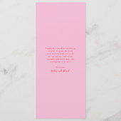 Menu Mariage Classique Élégant Rose et Rouge (Dos)