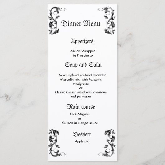 Menu mariage classique et élégant (Devant)