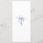 Menu Mariage Classique Fleurs et Rubans Bleu Français (Dos)