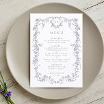 Menu Mariage Classique Français Victorien Lavande Cadre<br><div class="desc">Menu de mariage élégant avec cadre français et monogramme. Pour une personnalisation plus avancée de ce design,  veuillez cliquer sur le bouton OUTIL DE DESIGN BLEU ci-dessus ! Des articles assortis sont également disponibles.</div>