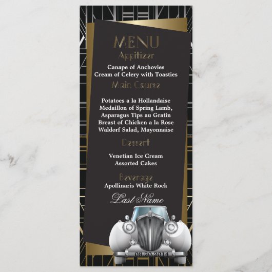 Menu Mariage classique Gatsby Deco blanc Limo (Devant)