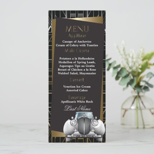 Menu Mariage classique Gatsby Deco blanc Limo (Debout devant)