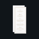 Menu Mariage classique Gold élégant<br><div class="desc">Le menu de mariage en faux or de style classique est simple et minimaliste, avec votre monogramme, vos noms et votre date de mariage en haut ainsi que votre menu entouré d'une double bordure. Les fontes alternent entre un script élégant, une fonte serif traditionnelle et minimaliste sans serif. Ce menu...</div>