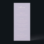 Menu Mariage classique Lilac élégant<br><div class="desc">Menus mariages classiques,  au design simple et intemporel,  avec script élégant et polices serif traditionnelles.</div>