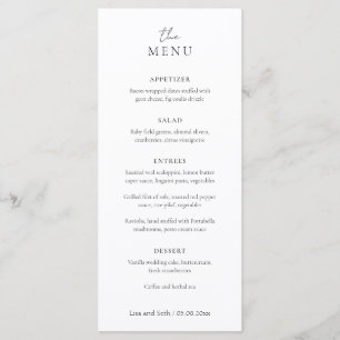 Menu Mariage Classique Minimaliste Noir et Blanc