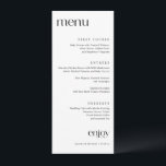 Menu Mariage classique moderne simple<br><div class="desc">Ce menu mariage simple propose des polices serif modernes et un look propre et élégant. Il est en noir et blanc, mais vous pouvez changer la couleur à tout ce que vous voulez en allant dans l'éditeur de design. Trouvez des produits mariages noirs et blancs plus simples et modernes dans...</div>