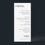 Menu Mariage classique moderne simple<br><div class="desc">Ce menu mariage simple propose des polices serif modernes et un look propre et élégant. Il est en noir et blanc, mais vous pouvez changer la couleur à tout ce que vous voulez en allant dans l'éditeur de design. Trouvez des produits mariages noirs et blancs plus simples et modernes dans...</div>