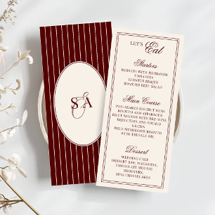 Menu Mariage Classique Monogramme Argenté Bourgogne Ivo