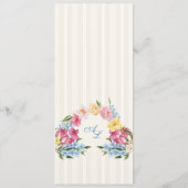 Menu Mariage Classique Monogramme Floral Bleu Français (Dos)