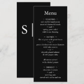 Menu Mariage Classique Monogramme Noir et Blanc (Devant / Derrière)