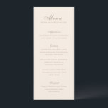 Menu Mariage classique neutre de sable<br><div class="desc">Menus mariages classiques,  au design simple et intemporel,  avec script élégant et polices serif traditionnelles.</div>