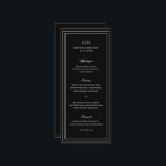 Menu Mariage classique noir élégant<br><div class="desc">Le menu mariage noir de style classique est simple et minimaliste, avec son monogramme, ses noms et sa date de mariage en haut et son menu entouré d'une double bordure. Les fontes alternent entre un script élégant, une fonte serif traditionnelle et minimaliste sans serif. Ce menu conviendra parfaitement à un...</div>