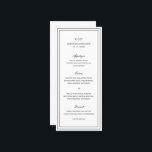 Menu Mariage classique noir et blanc élégant<br><div class="desc">Le menu classique en mariage noir et blanc est simple et minimaliste avec votre monogramme, vos noms et votre date de mariage en haut ainsi que votre menu entouré d'une double bordure. Les fontes alternent entre un script élégant, une fonte serif traditionnelle et minimaliste sans serif. Ce menu conviendra parfaitement...</div>