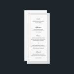 Menu Mariage classique noir et blanc élégant<br><div class="desc">Le menu classique en mariage noir et blanc est simple et minimaliste avec votre monogramme, vos noms et votre date de mariage en haut ainsi que votre menu entouré d'une double bordure. Les fontes alternent entre un script élégant, une fonte serif traditionnelle et minimaliste sans serif. Ce menu conviendra parfaitement...</div>