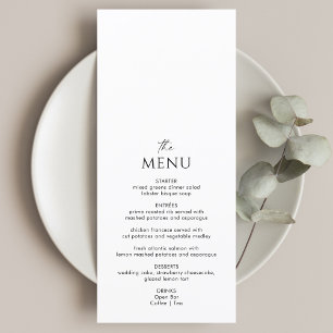 Menu Mariage classique noir et blanc simple