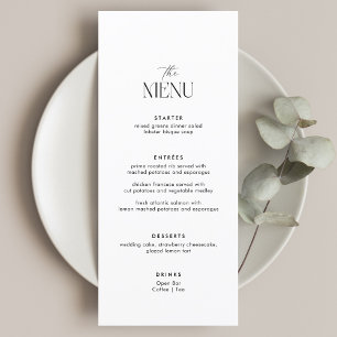 Menu Mariage classique noir et blanc Vieux argent