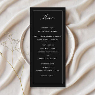 Menu Mariage classique noir simple élégance