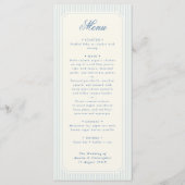Menu Mariage Classique Rayures Bleu Clair (Devant)