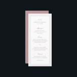 Menu Mariage classique rose élégant<br><div class="desc">Le menu de style classique rose rose mariage de style classique avec un design simple et minimal avec votre monogramme, noms et date mariage en haut ainsi que votre menu entouré d'une double bordure. Les fontes alternent entre un script élégant, une fonte serif traditionnelle et minimaliste sans serif. Ce menu...</div>