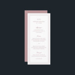 Menu Mariage classique rose élégant<br><div class="desc">Le menu de style classique rose rose mariage de style classique avec un design simple et minimal avec votre monogramme, noms et date mariage en haut ainsi que votre menu entouré d'une double bordure. Les fontes alternent entre un script élégant, une fonte serif traditionnelle et minimaliste sans serif. Ce menu...</div>