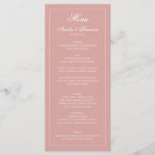 Menu Mariage Classique Rose Poussiéreux & Écriture Scri (Devant)