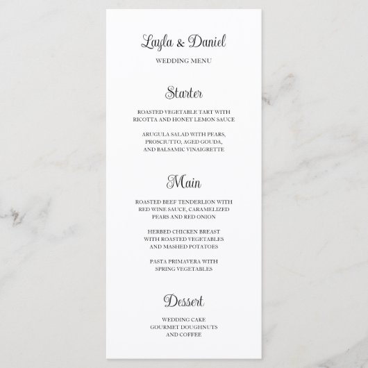 Menu Mariage Classique Simple (Devant)