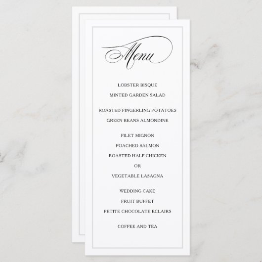 Menu Mariage Classique Simple Elegance (Devant / Derrière)