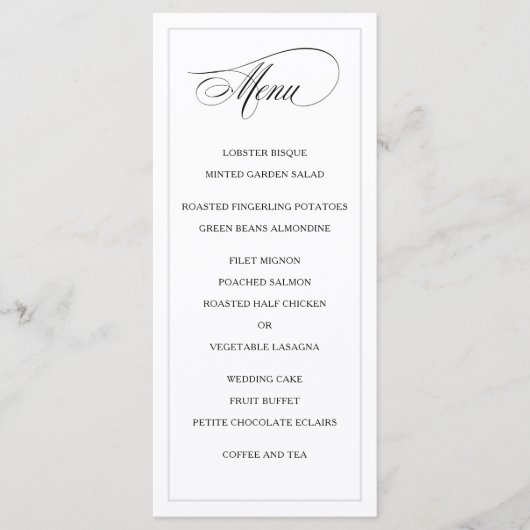 Menu Mariage Classique Simple Elegance (Devant)