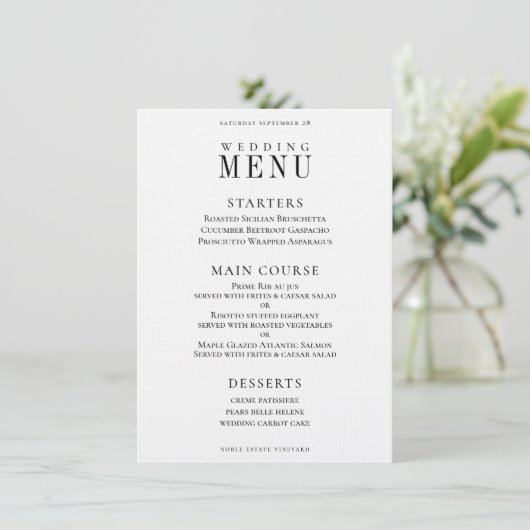 Menu Mariage classique Sprig Wreath (Debout devant)