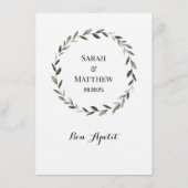 Menu Mariage classique Sprig Wreath (Dos)