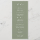 Menu Mariage Classique Vert Poussiéreux avec Écriture (Devant)