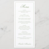 Menu Mariage Classique Vert Sauge & Bordure Blanche Scr (Devant)